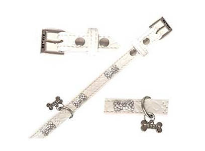 Ошейник Для Собак Dezzie (Деззи) S 1,5*30см Белый Стразы 5624358 