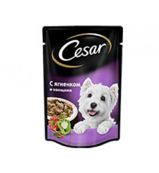 Влажный Корм Cesar (Цезарь) Для Взрослых Собак Мелких Пород с Ягненком и Овощами (Пауч) 100г  