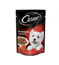 Влажный Корм Cesar (Цезарь) Для Взрослых Собак Мелких Пород Говядина с Овощами (Пауч) 100г (1*24) 