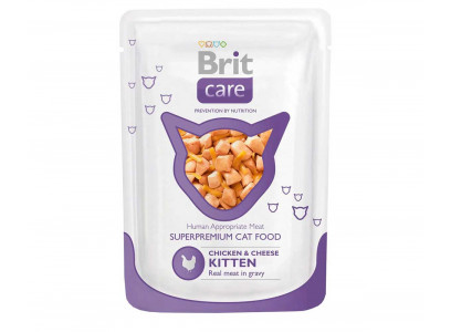 Влажный Корм Brit (Брит)  Для Котят Курица и Сыр Care Kitten Chicken & Cheese 80г 