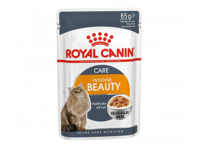 Влажный Корм Royal Canin (Роял Канин) Для Кошек Для Поддержания Красоты Шерсти Аппетитные Кусочки в Желе Feline Health Nutrition Intense Beauty Jelly 85г  