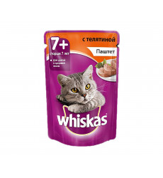 Влажный Корм Whiskas (Вискас) 8+ Для Пожилых Кошек Старше 8 Лет Мясной Паштет Из Телятины 85г (1*24)