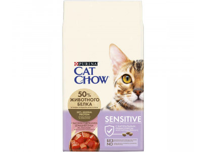 Сухой Корм Cat Chow (Кэт Чау) Для Кошек с Чувствительным Пищеварением Птица и Лосось Special Care Sensitive 15кг  