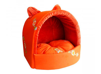 Дом Для Кошек Эстрада с Ушками Бязь и Мех 35*31*31см ZooExpress 76091  