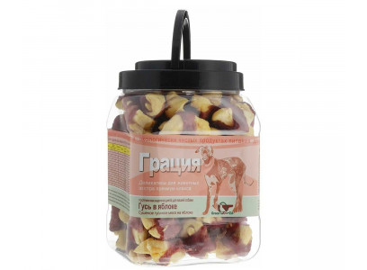 Лакомство Для Собак Green Qzin (Грин Кьюзин) Грация Сушеное Гусиное Мясо На Яблоке 750г 