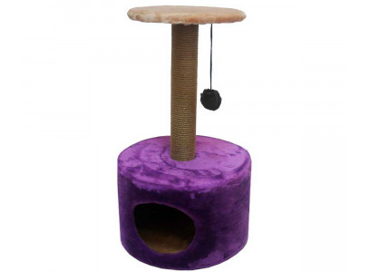 Домик Когтеточка Для Кошек Цилиндр Мех 42*42*72см ZooExpress 81123 