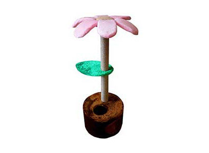 Домик Когтеточка Для Кошек Цилиндр Полка Цветок Мех 44*44*115см ZooExpress 81125 