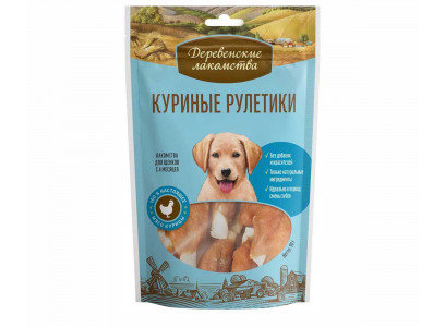 Деревенские Лакомства Для Щенков Рулетики Куриные 90г 79711267 
