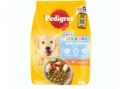 Сухой Корм Pedigree (Педигри) Для Щенков Всех Пород  Курица 600г (1*14) 