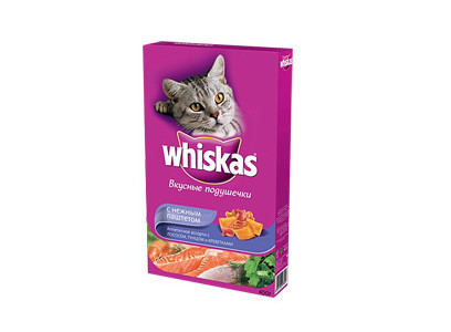 Сухой Корм Whiskas (Вискас) Для Кошек Вкусные Подушечки с Нежным Паштетом с Лососем, Тунцом и Креветками 350г (1*11)  