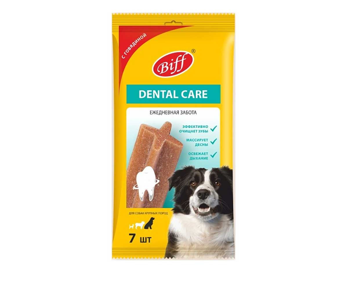 Лакомство Biff Dental Care снек жевательный с говядиной для собак крупных пород, 270 г