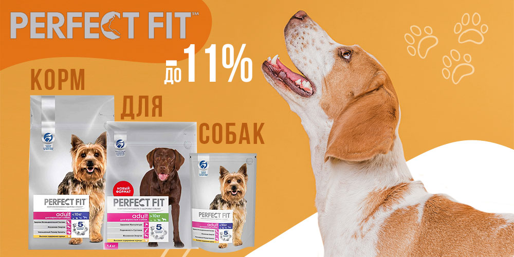Акция на сухой корм для собак Perfect Fit! Скидка до 11%!