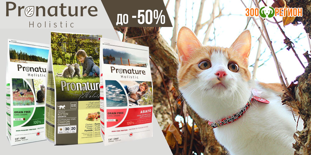 Акция на корм для кошек Pronature. Скидка до 50%!