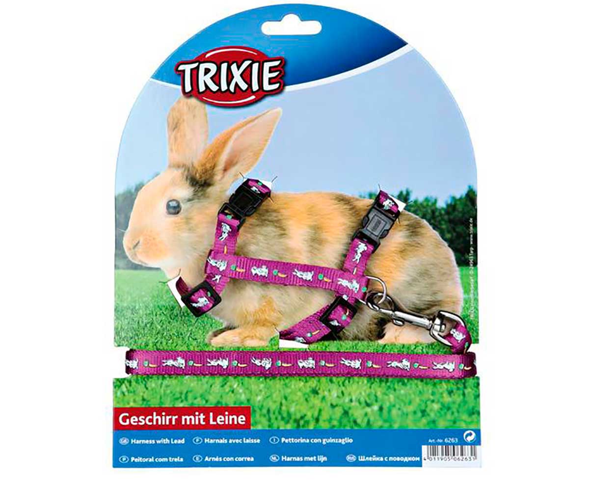 Шлейка Для Кролика с Поводком Trixie (Трикси) 1см*1,2м Нейлон с Рисунком 6263