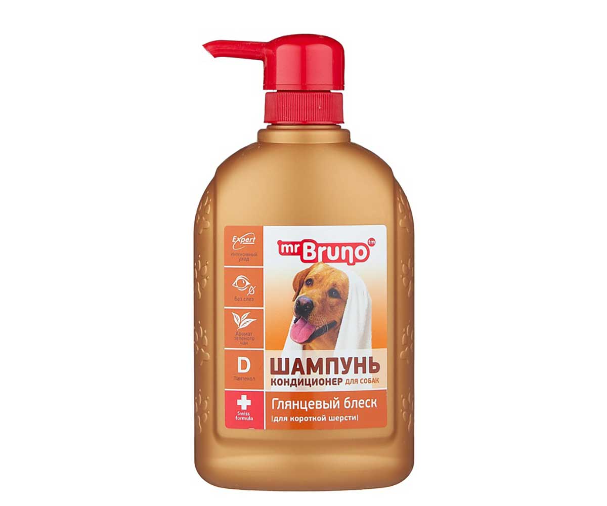 Mr.Bruno (Мр.Бруно) Глянцевый Блеск Шампунь Для Собак с Короткой Шерстью 350мл