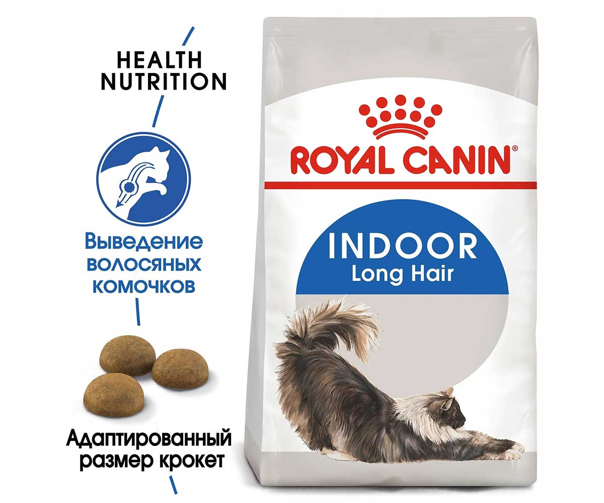 Сухой Корм Royal Canin (Роял Канин) Для Домашних Длинношерстных Кошек Feline Health Nutrition Indoor Long Hair 35 400г