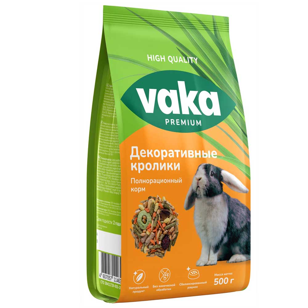 Корм Для Декоративных Кроликов Вака High Quality (Хай Кволити) 500г