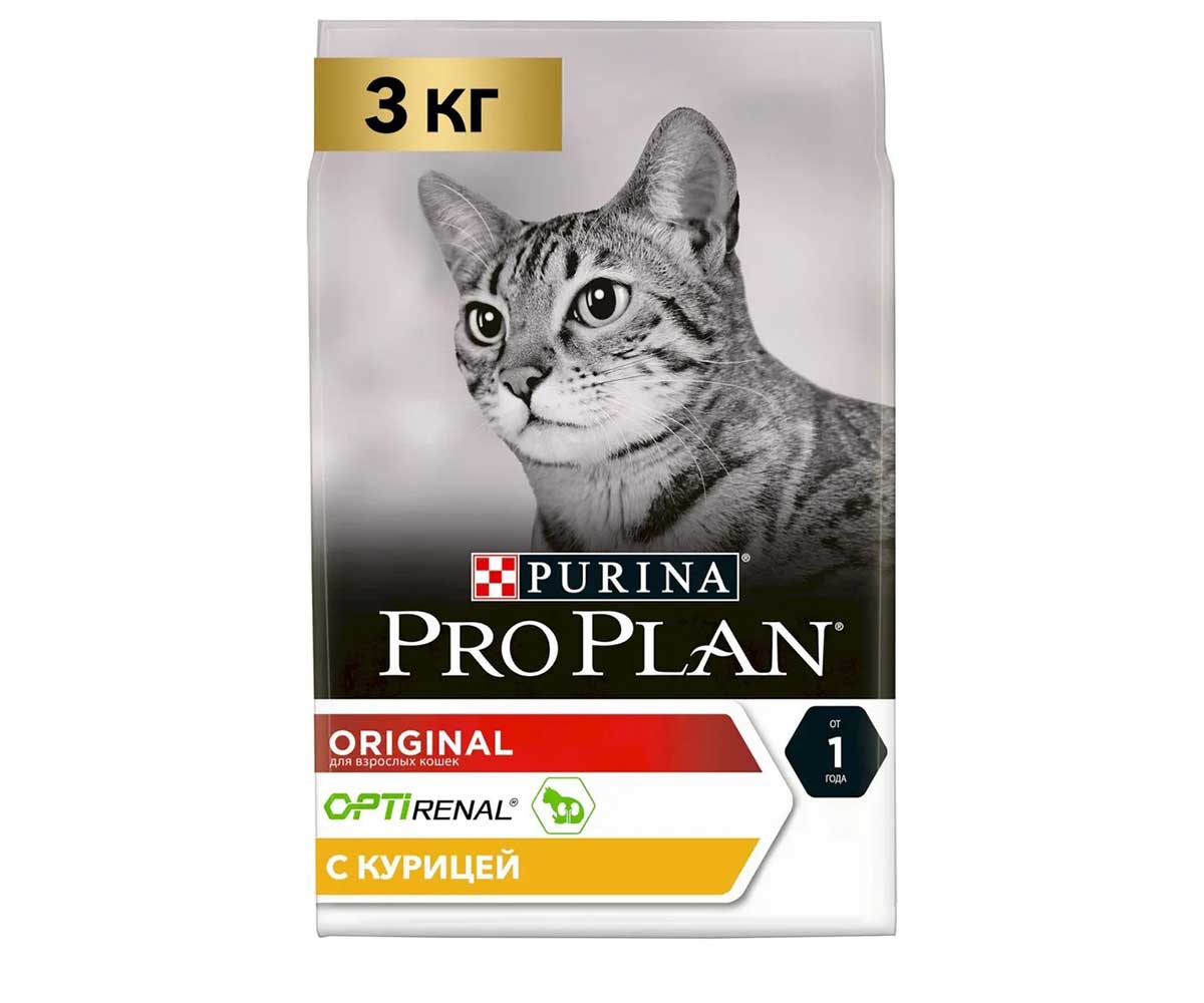 Сухой Корм Pro Plan (Проплан) Adult Renal Plus Chicken Для Кошек Для Поддержания Здоровья Почек Курица 3кг