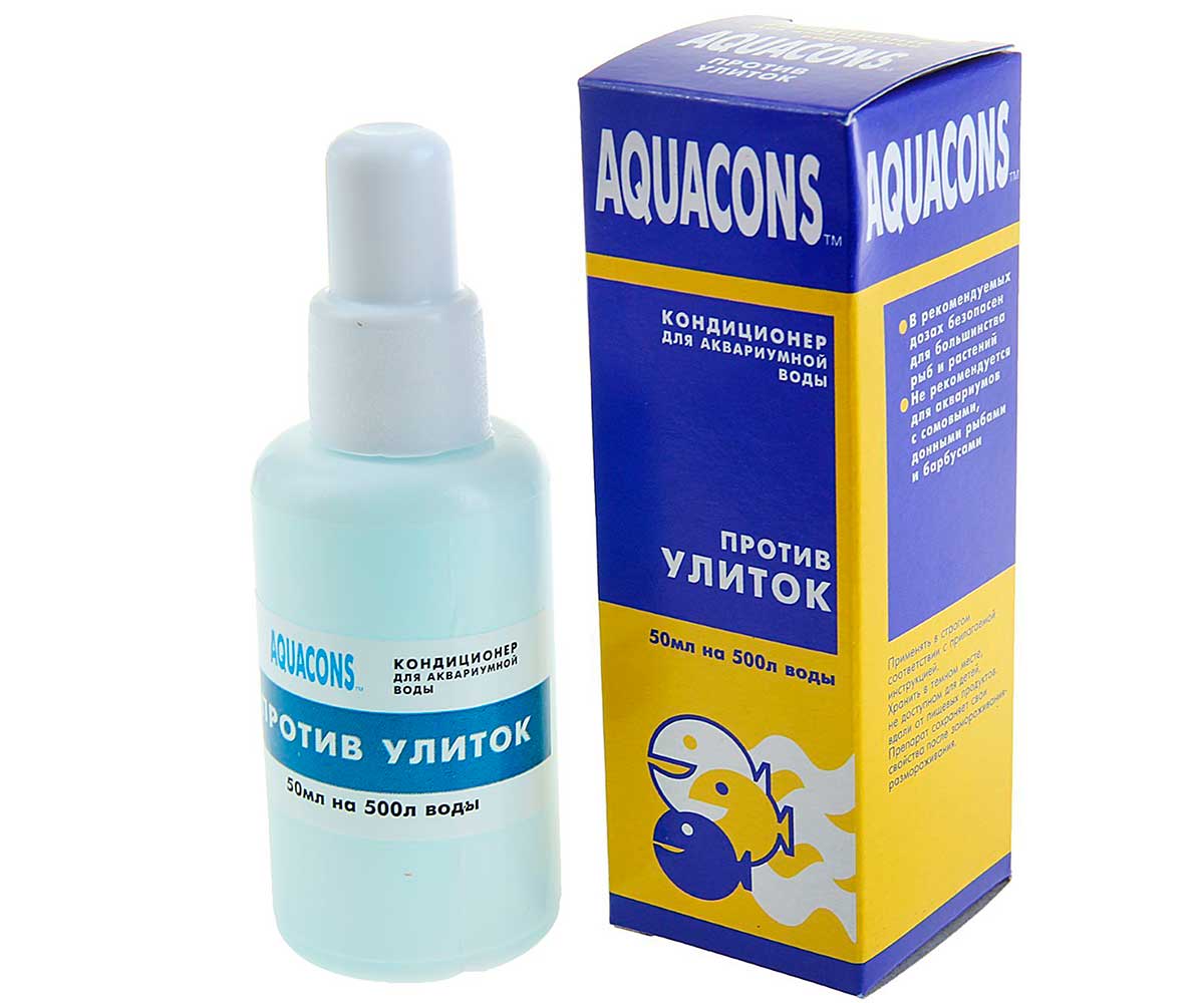 Препарат Против Улиток Aquacons (Акваконс) Для Аквариума ЗООМИР 50мл