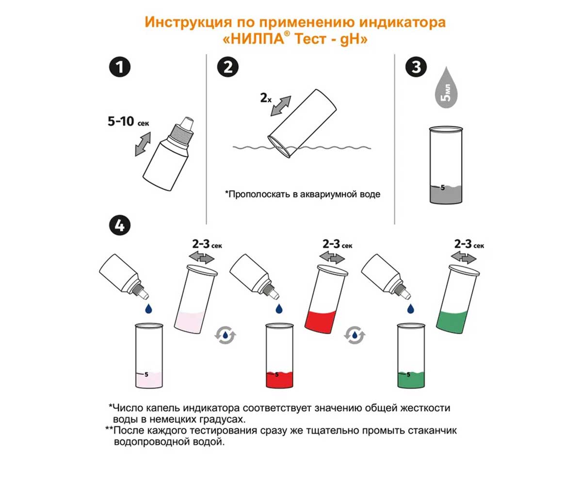 Тест Для Измерения Общей Жесткости Воды Нилпа gH Тест Для Аквариума НеавТропик 125шт