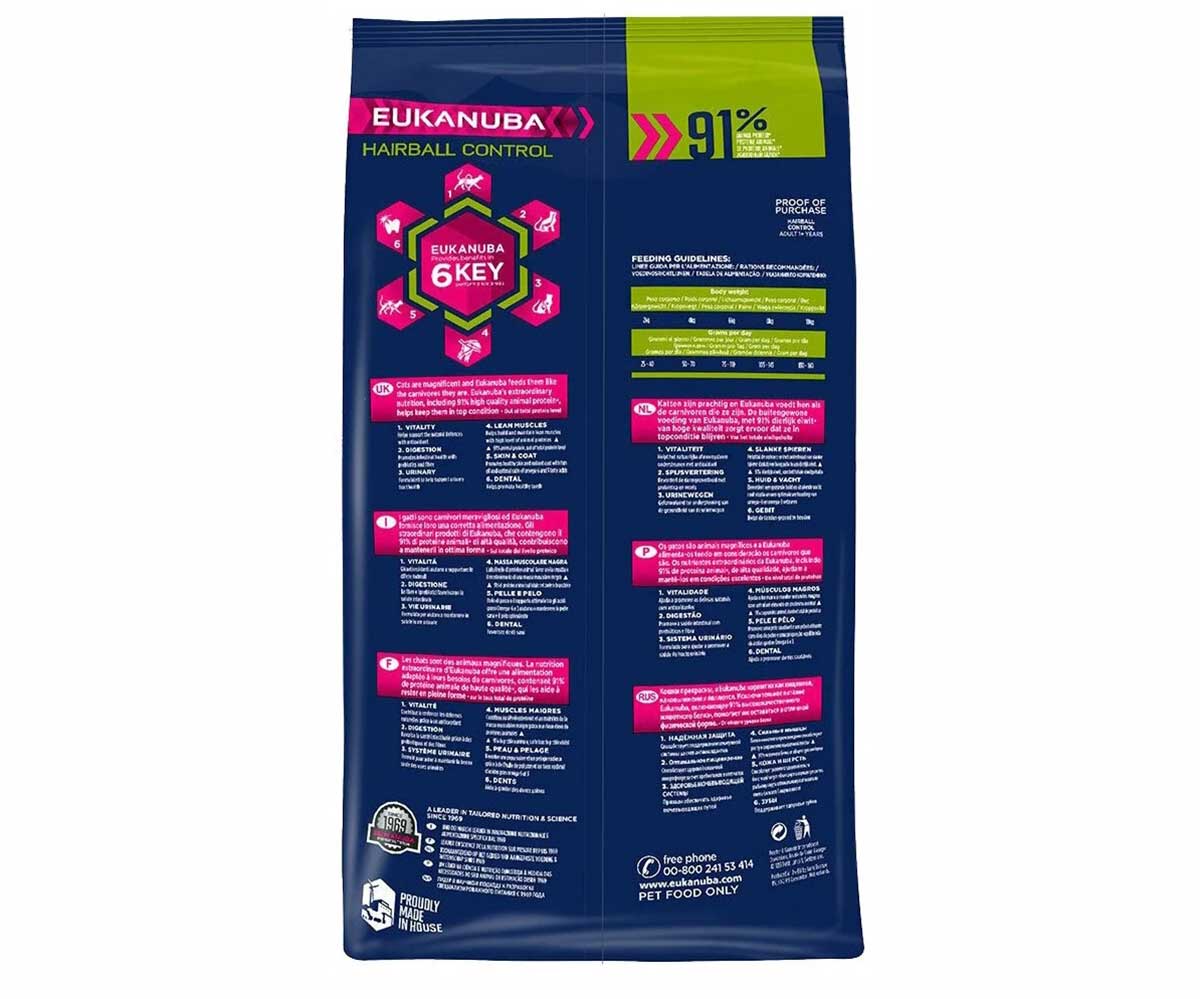 Сухой Корм Eukanuba (Эукануба) Для Кошек Птица Adult Hairball Control Indoor 400г
