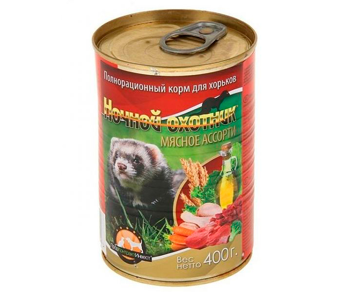 Консервы Для Хорьков Ночной Охотник Мясное Ассорти 400г