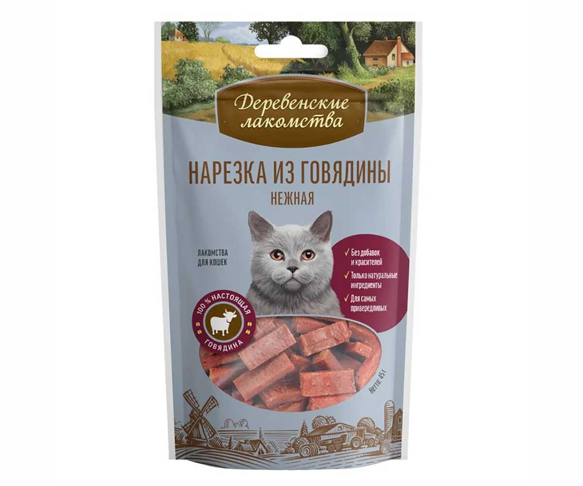 Лакомства Для Кошек Деревенские Лакомства  Нарезка Говядины 45г 79711359