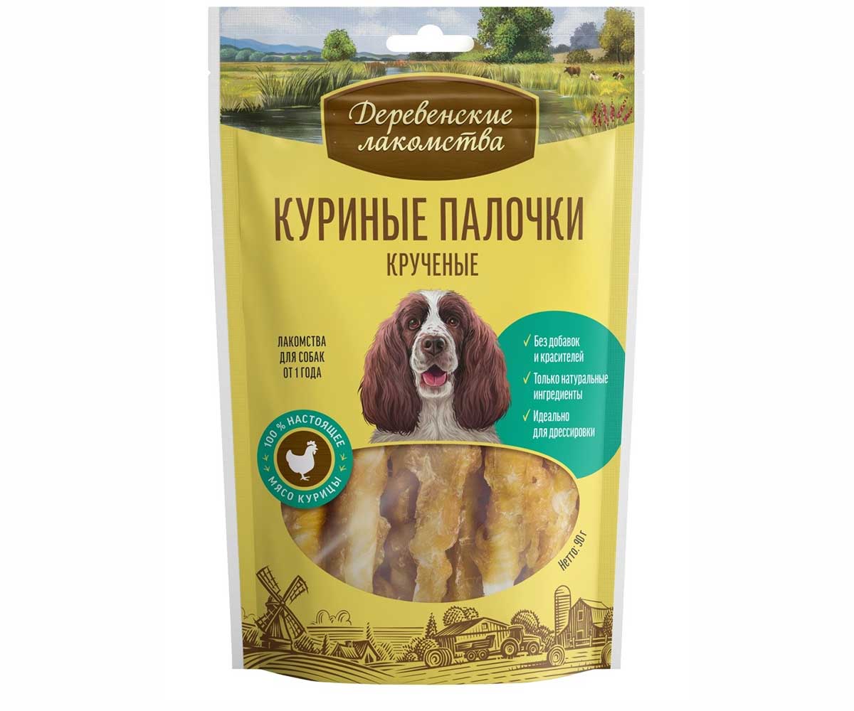 Деревенские Лакомства Для Собак Палочки Куриные Крученые 90г 79711199