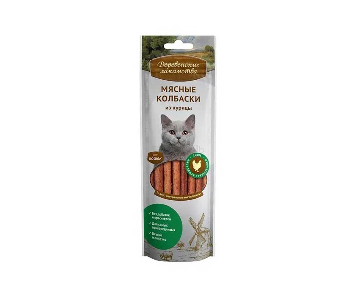 Лакомства Для Кошек Деревенские Лакомства Колбаски Из Курицы 45г 79711595