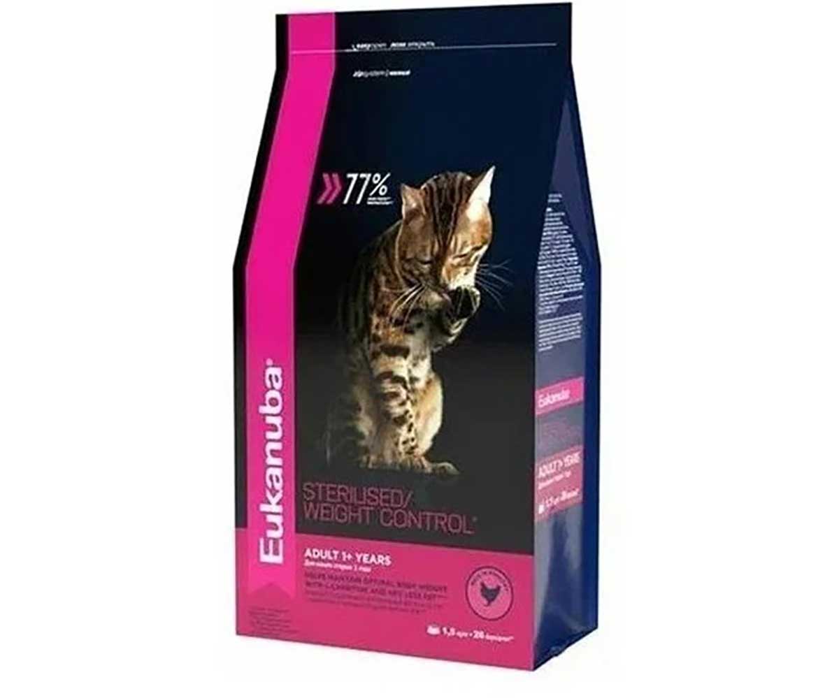Сухой Корм Eukanuba (Эукануба) Для Стерилизованных Кошек и Кастрированных Котов Контроль Веса Птица Adult Sterilised / Weight Control 1,5кг