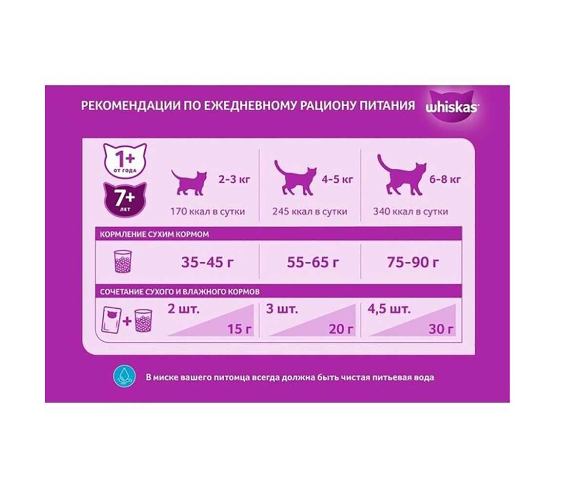 Сухой Корм Whiskas (Вискас) Для Кошек Вкусные Подушечки с Нежным Паштетом с Курица и Индейка 350г (1*11)