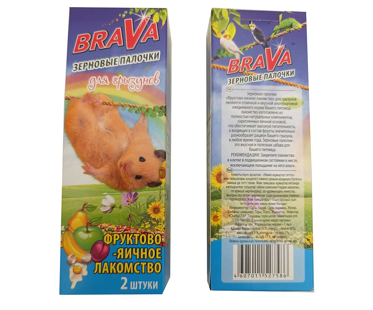 Brava (Брава) Лакомство Для Грызунов Палочки Фруктово-Яичные 2шт (1*18)