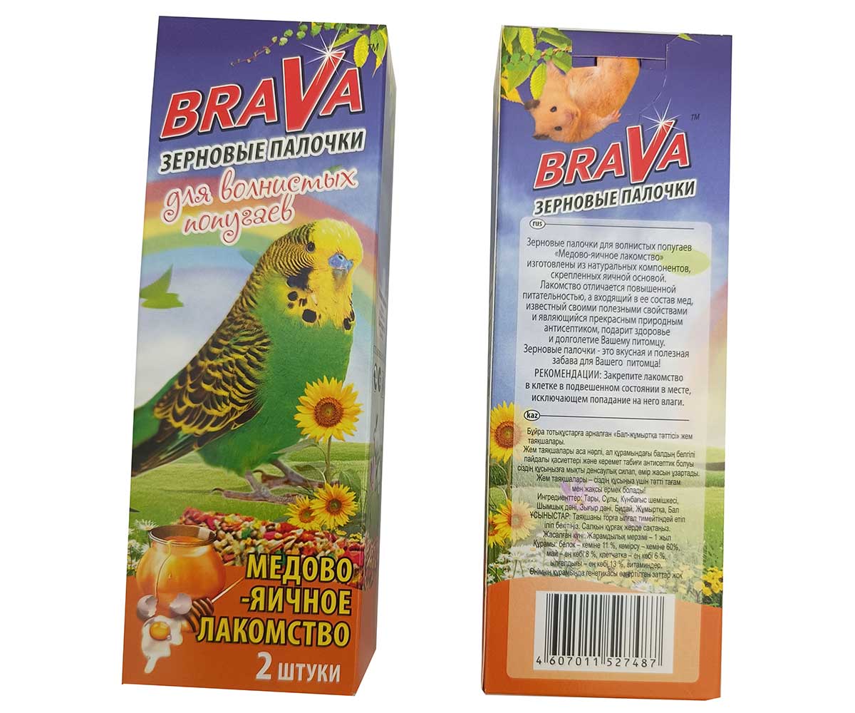 Brava (Брава) Лакомство Для Попугаев Палочки Медово-Яичные 2шт (1*18)