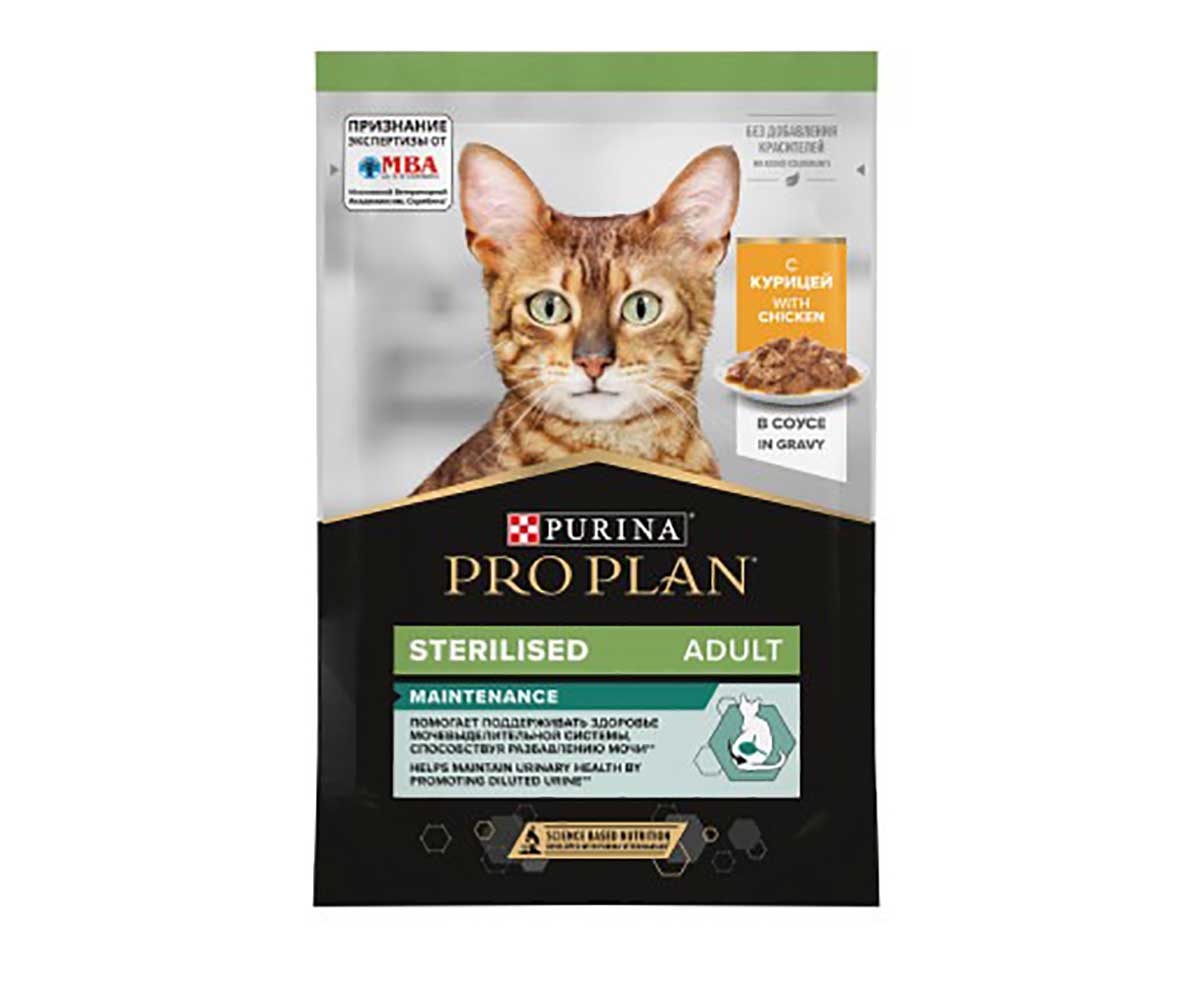 Влажный Корм Pro Plan (Проплан) Для Стерилизованных Кошек и Кастрированных Котов Курица в Соусе Sterilised Chicken in Gravy 85г (1*24)