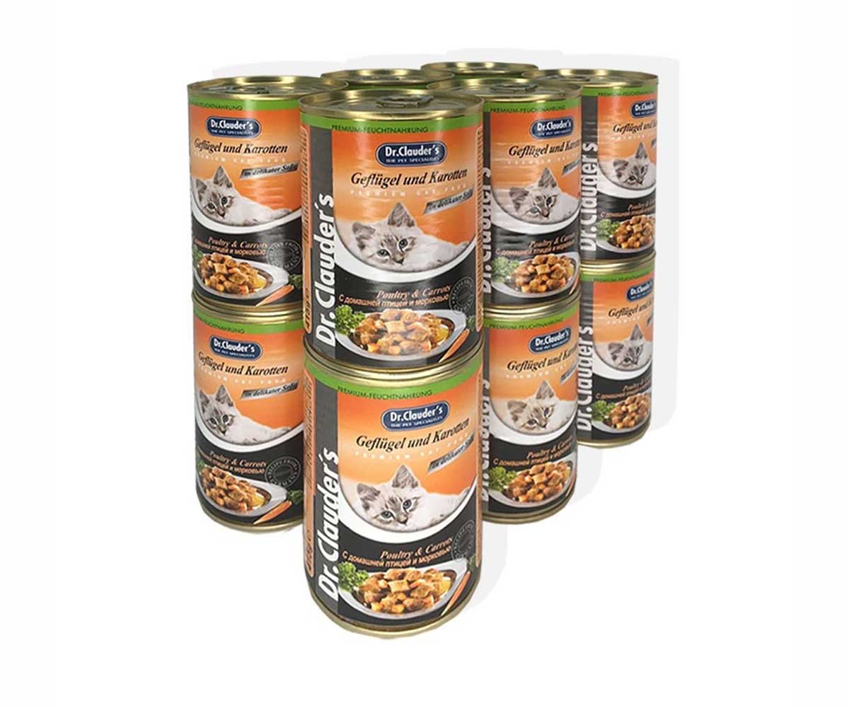 Консервы Dr.Clauders (Доктор Клаудер) Для Кошек Птица и Морковь Premium Cat Food 415г (1*20)