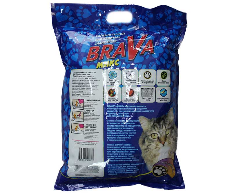 Наполнитель Для Кошачьего Туалета BRAVA (Брава) Микс Силикагель 10л (1*3)