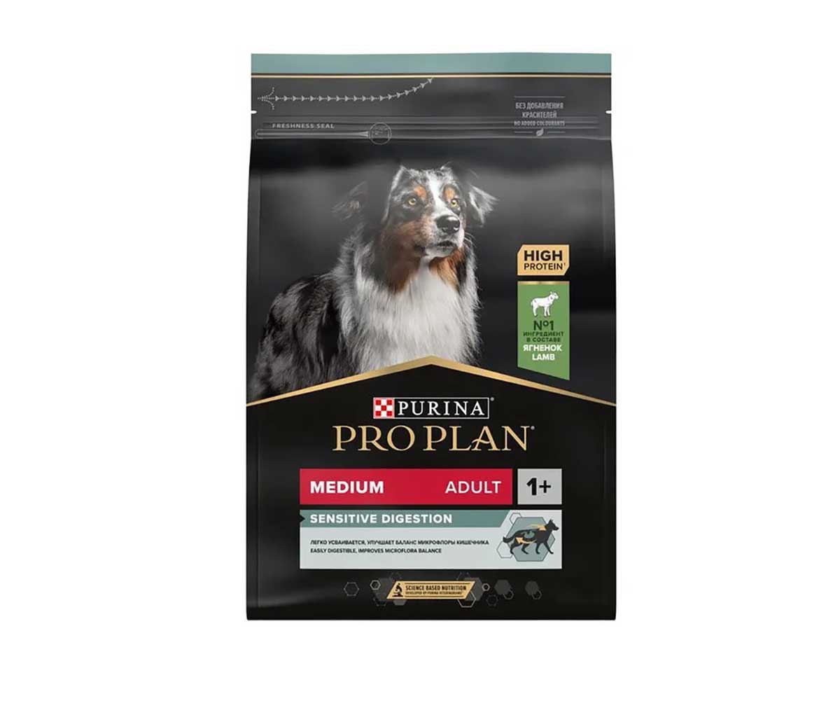 Сухой Корм ProPlan (Проплан) Для Собак Средних Пород с Чувствительным Пищеварением Ягненок и Рис Adult Dog Optidigest Medium Sensitive Digestion 3кг (1*4)