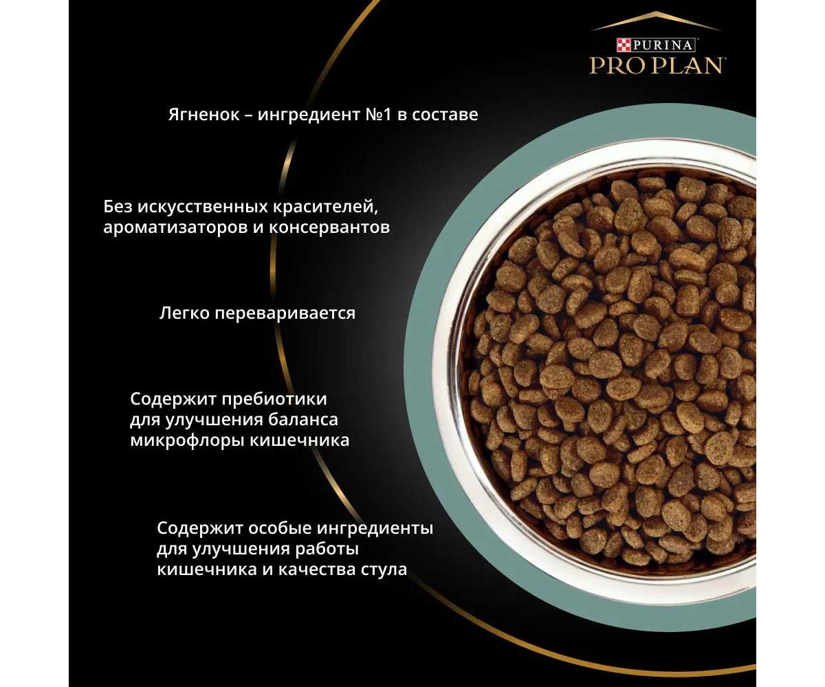 Сухой Корм Pro Plan (Проплан) Для Щенков Средних Пород с Чувствительным Пищеварением Ягненок и Рис OPTI Digest Sensitive Digestion Medium Puppy 3кг (1*4)
