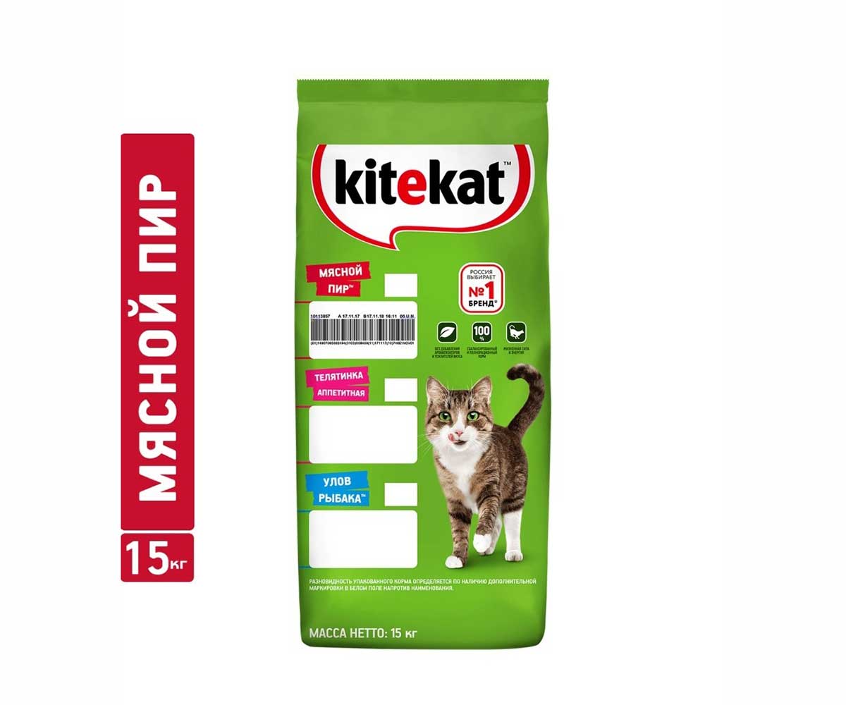 Сухой Корм Kitekat (Китекат) Для Кошек Мясной Пир 15кг (1*1)