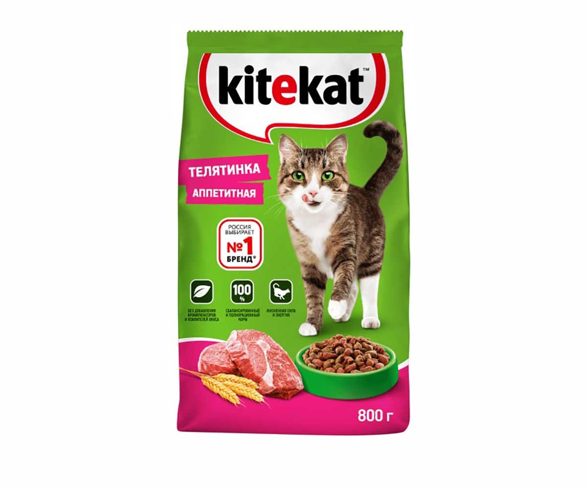 Сухой Корм Kitekat (Китекат) Для Кошек Телятина Аппетитная 800г (1*10)
