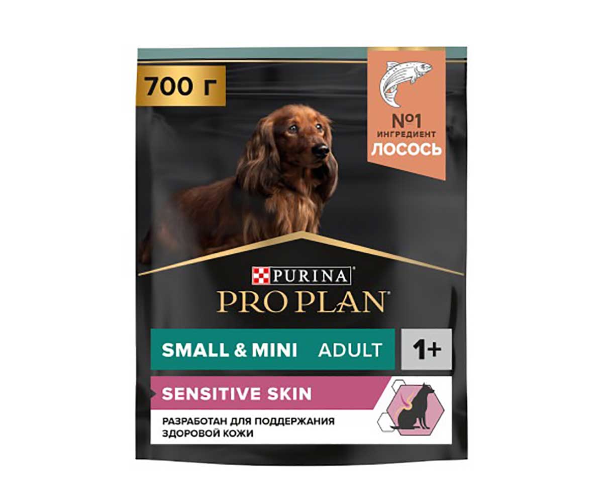 Сухой Корм Proplan (Проплан) Для Собак Миниатюрных и Мелких Пород с Чувствительной Кожей Лосось и Рис Adult Dog Optiderma Small & Mini Sensitive Skin 700г (1*8)