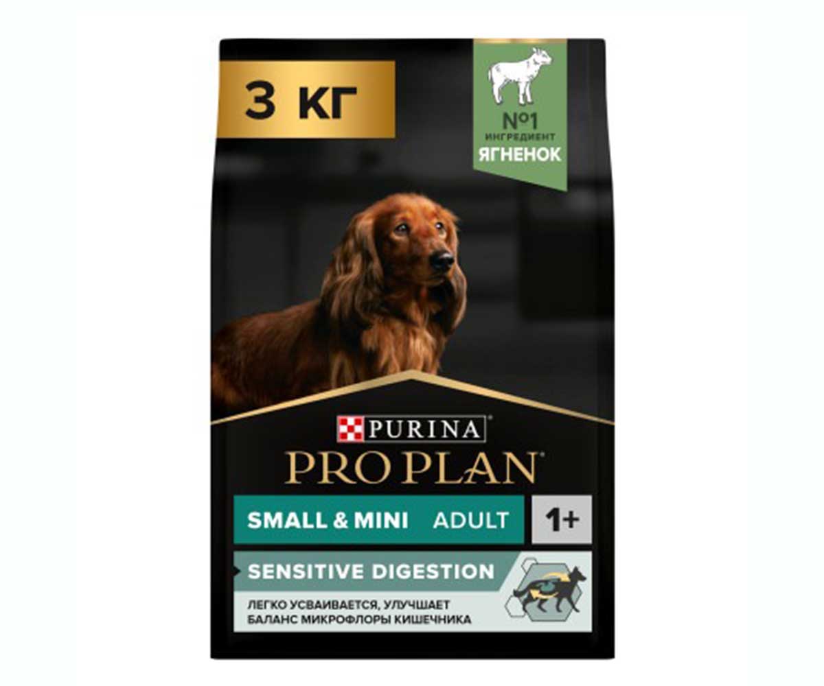 Сухой Корм ProPlan (Проплан) Для Собак Мелких Пород с Чувствительным Пищеварением Ягненок и Рис Adult Dog Optidigest Small & Mini Sensitive Digestion 3кг (1*4)