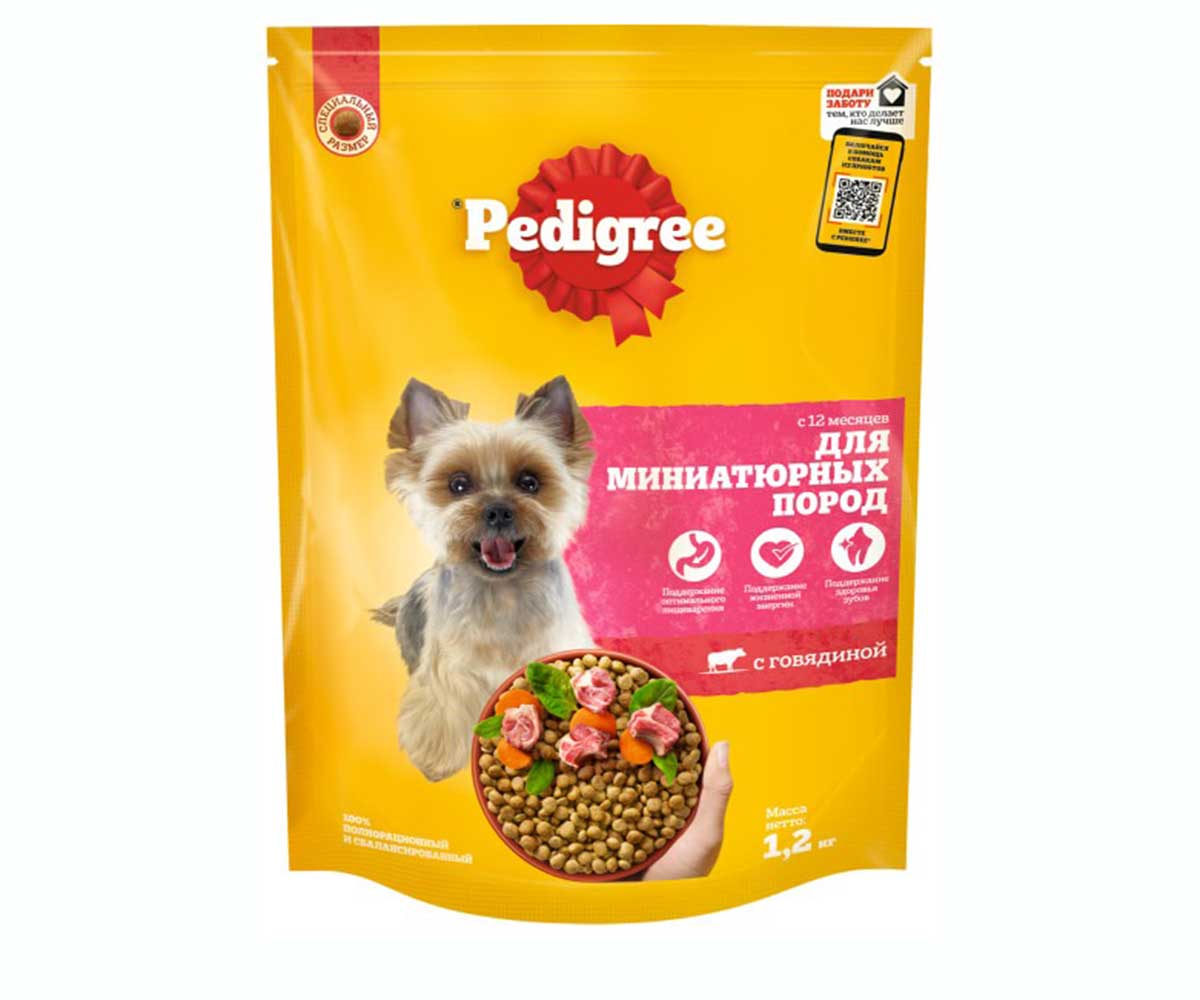 Сухой Корм Pedigree (Педигри) Для Собак Миниатюрных Пород Говядина Mini 1,2кг (1*6)