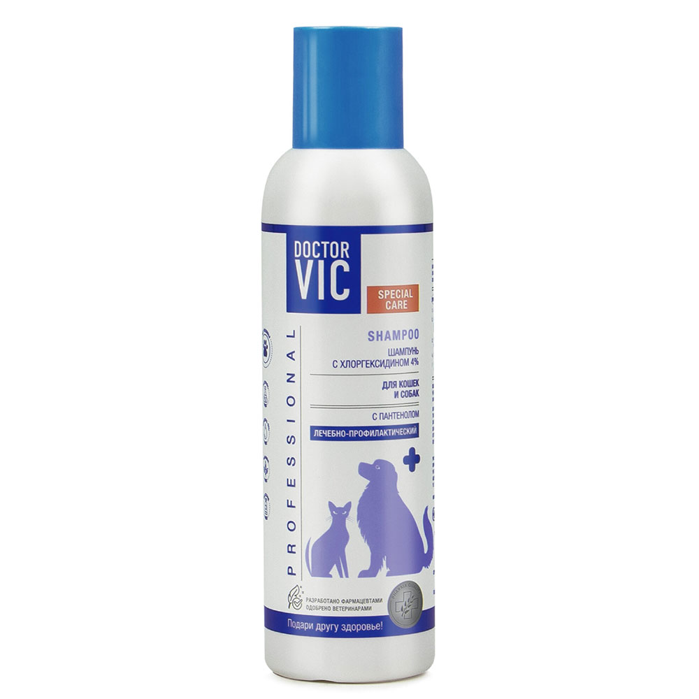 Doctor Vic (Доктор Вик) Шампунь Для Кошек и Собак с Хлоргексидином 4% Для Кошек и Собак 150мл