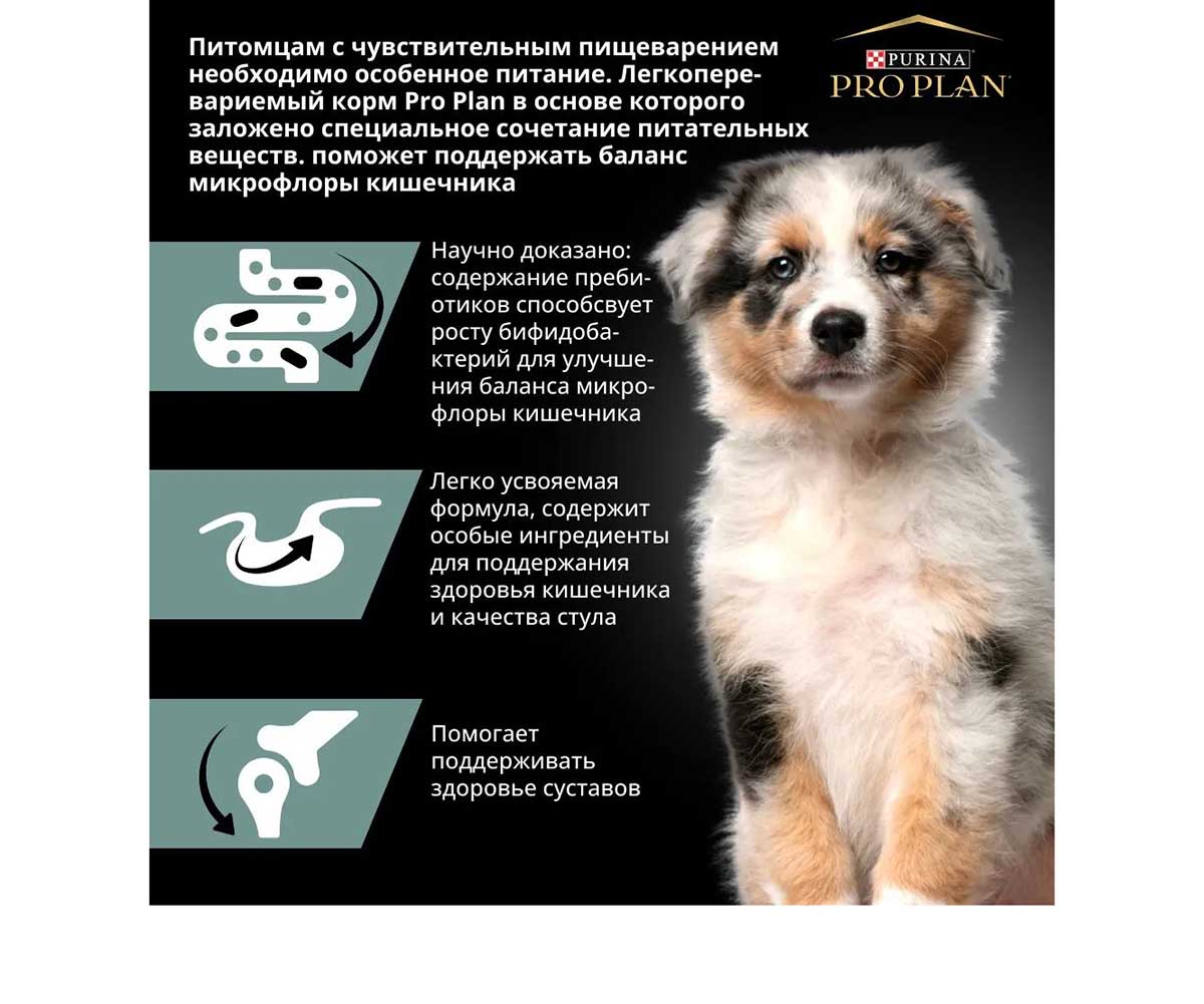 Сухой Корм Pro Plan (Проплан) Для Щенков Средних Пород с Чувствительным Пищеварением Ягненок и Рис Medium Puppy Sensitive Digestion 12кг (1*1)