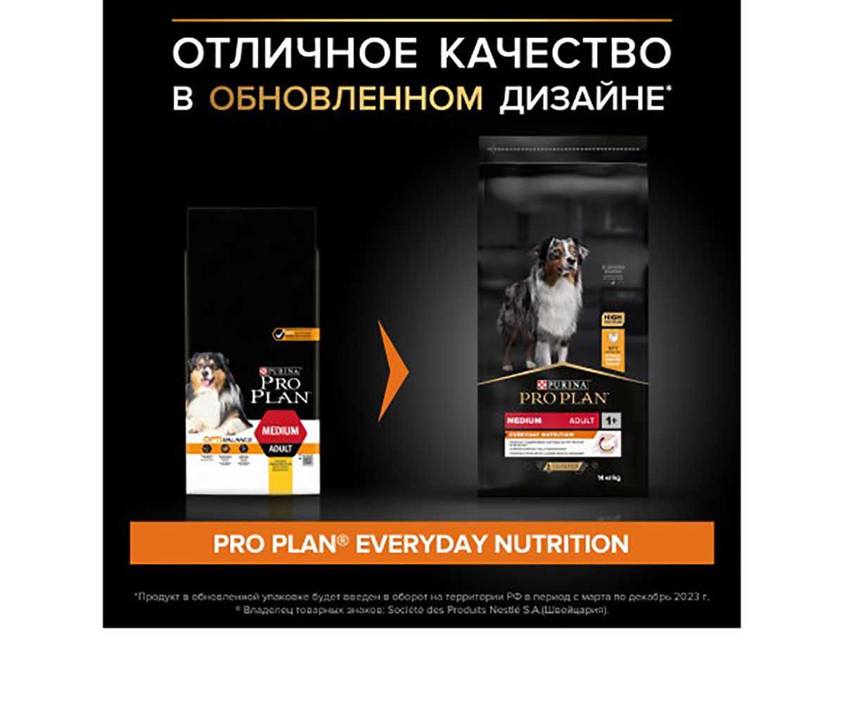 Сухой Корм Pro Plan (ПроПлан) Для Собак Средних Пород Курица и Рис OPTI Balance Medium Adult Chicken 14кг
