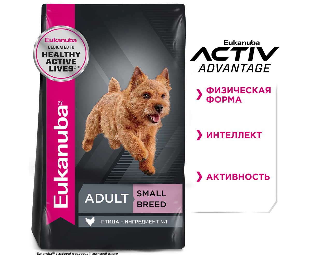 Сухой Корм Eukanuba (Эукануба) Для Собак Мелких Пород Курица Adult Small Breed Chicken 800г