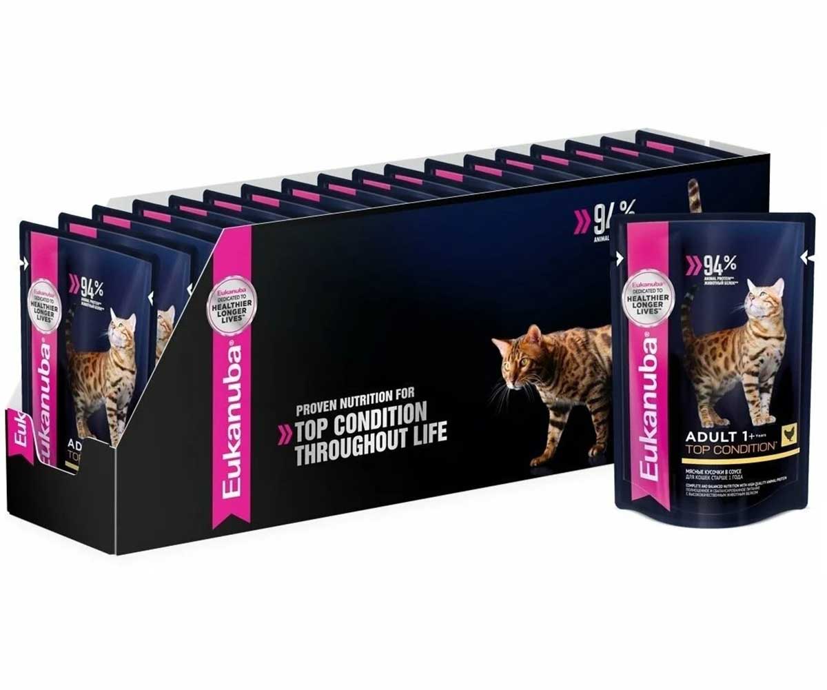 Влажный Корм Eukanuba (Эукануба) Для Кошек Курица в Соусе Adult Chicken 85г