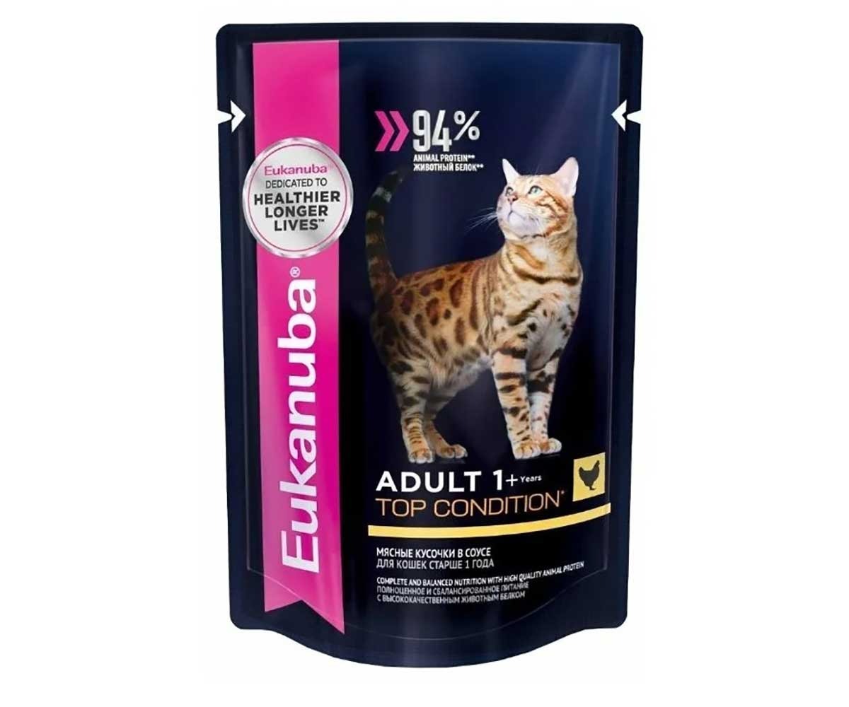 Влажный Корм Eukanuba (Эукануба) Для Кошек Курица в Соусе Adult Chicken 85г