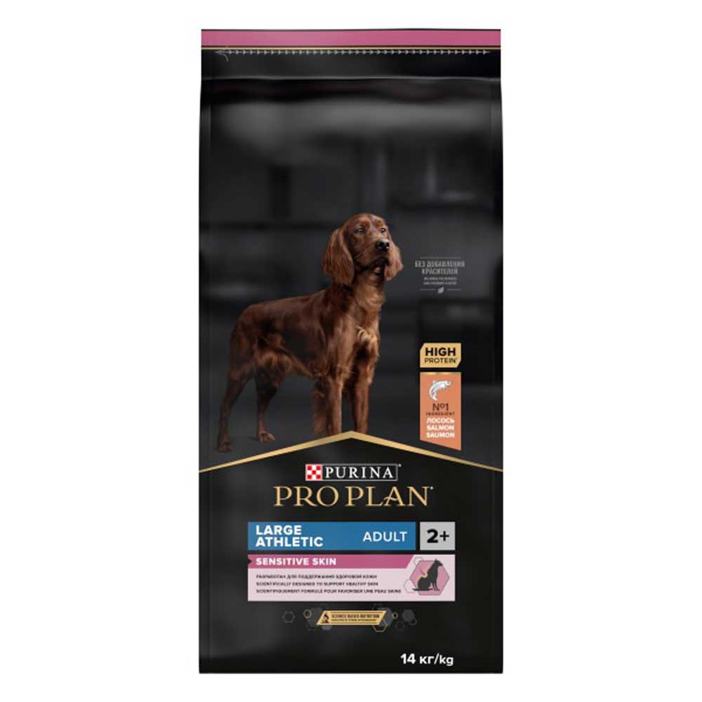 Сухой Корм ProPlan (ПроПлан) Для Собак Крупных Пород с Атлетическим Телосложением с Чувствительной Кожей Лосось и Рис OPTI Health Large Adult ATHLETIC 14кг